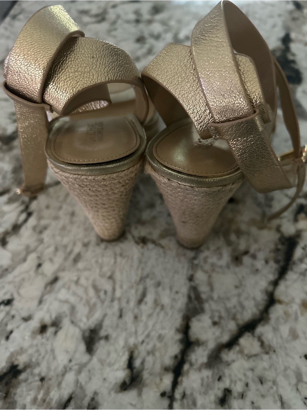 Michael Kors Gold Women's Wedge Sandals with Ankle Strap - Picture 6 of 6